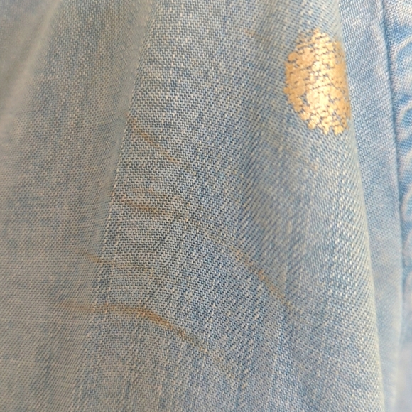 Anthropologie Cloth & Stone Gold-Dotted Chambray Dress - Picture 11 of 12